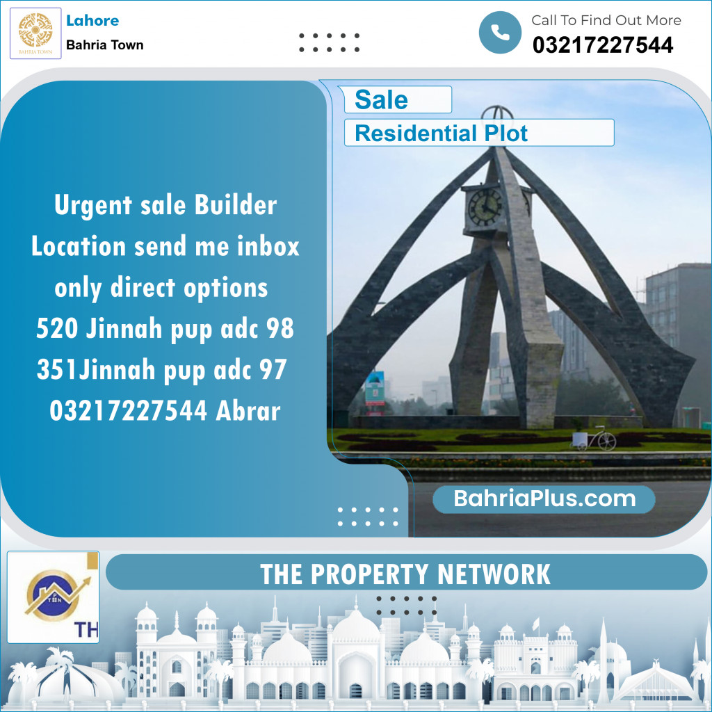 Residential Plot for Sale in Bahria Town, Lahore - (BP-137320)