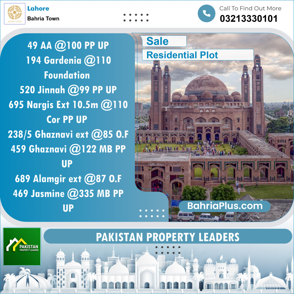 Residential Plot for Sale in Bahria Town, Lahore - (BP-137323)