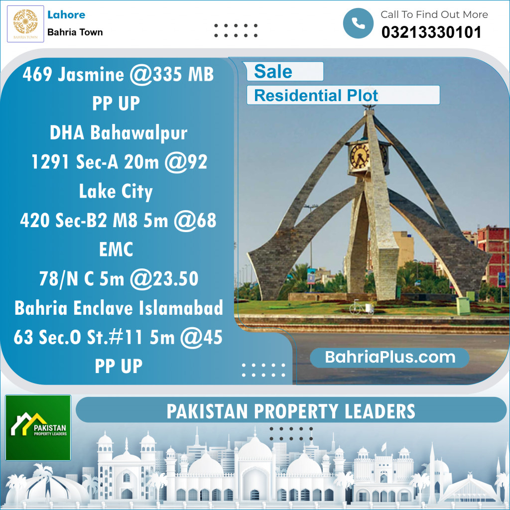 Residential Plot for Sale in Bahria Town, Lahore - (BP-137330)