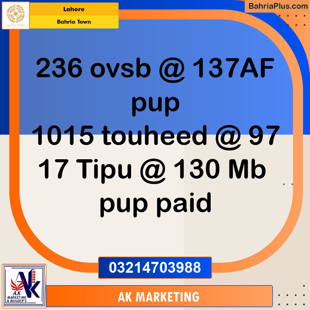 Residential Plot for Sale in Bahria Town, Lahore - (BP-137372)