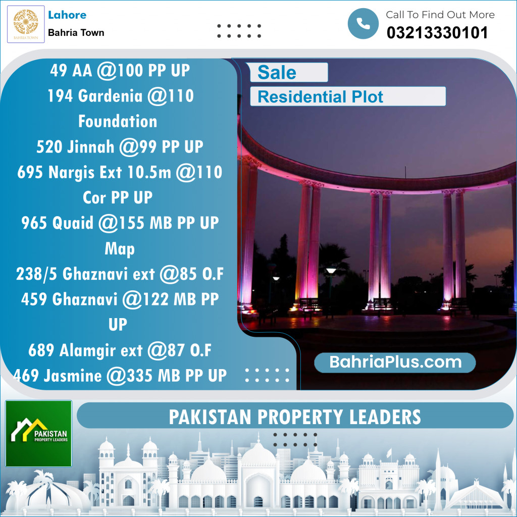 Residential Plot for Sale in Bahria Town, Lahore - (BP-137376)