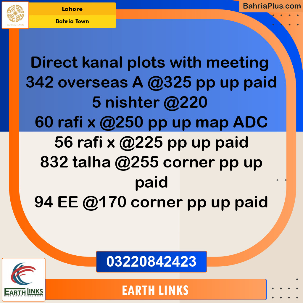 Residential Plot for Sale in Bahria Town, Lahore - (BP-137399)