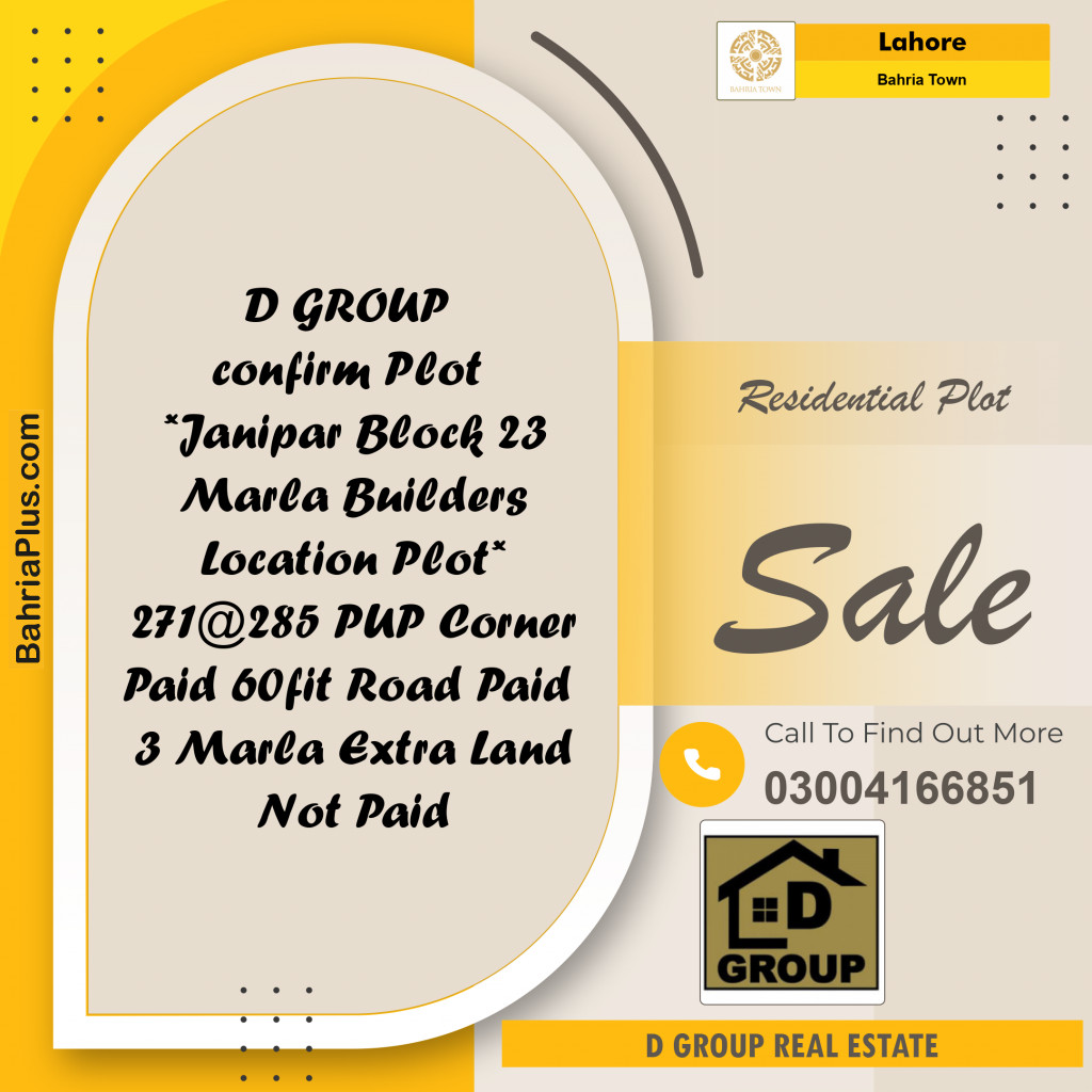 Residential Plot for Sale in Bahria Town, Lahore - (BP-137417)