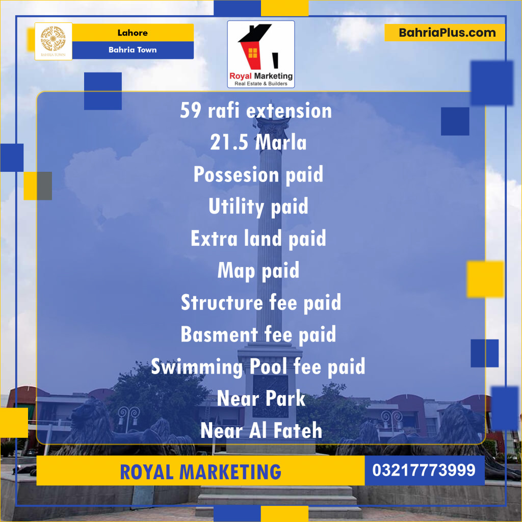 Residential Plot for Sale in Bahria Town, Lahore - (BP-137463)