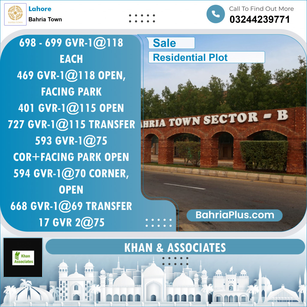 Residential Plot for Sale in Bahria Town, Lahore - (BP-137491)