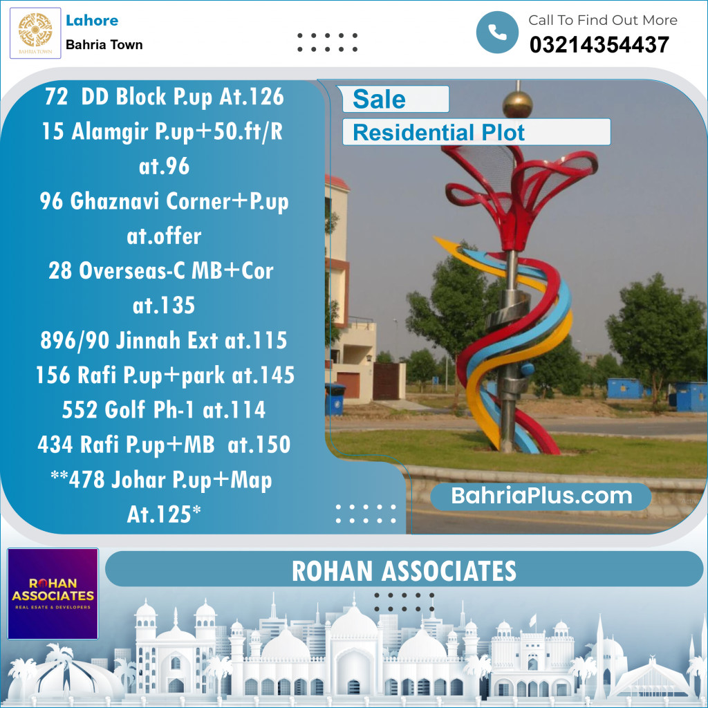 Residential Plot for Sale in Bahria Town, Lahore - (BP-137569)