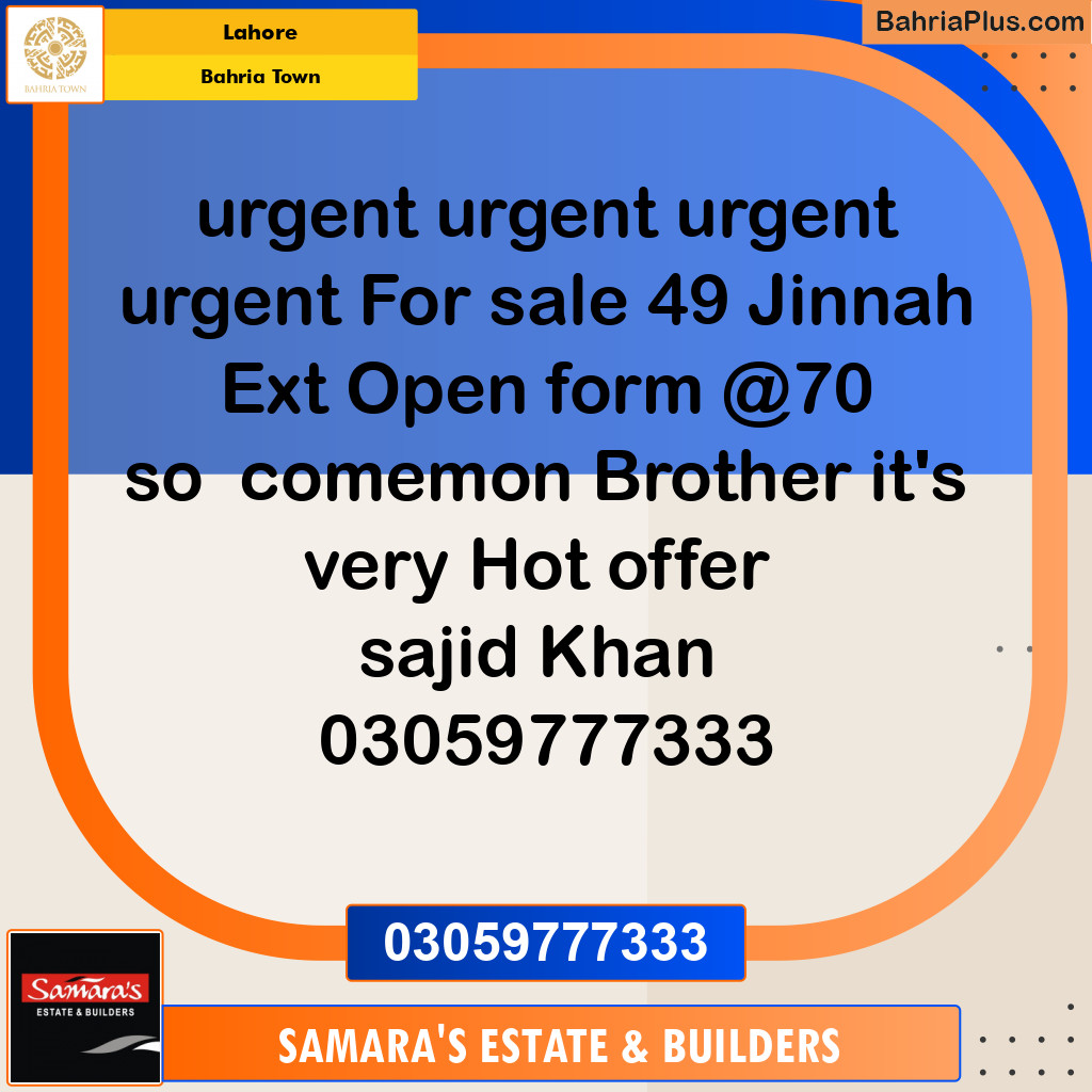 Residential Plot for Sale in Bahria Town, Lahore - (BP-137663)