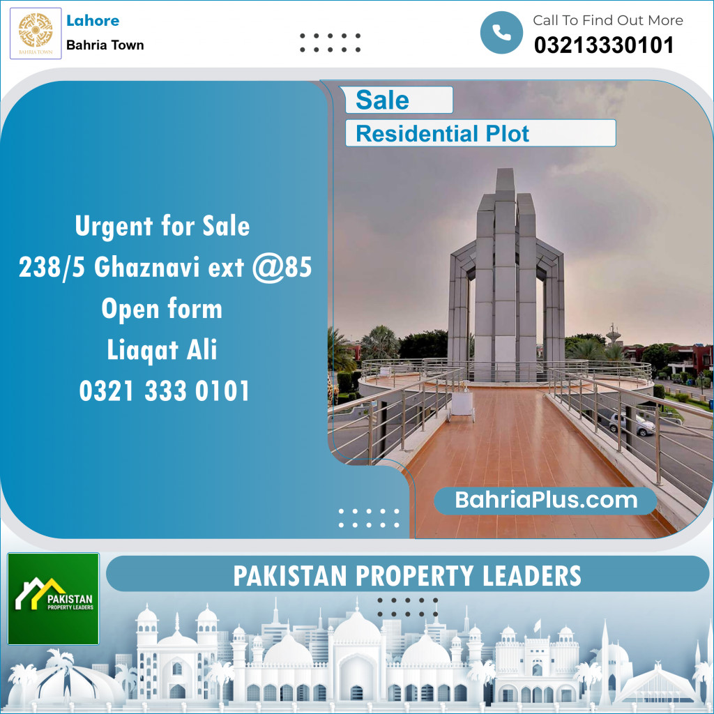 Residential Plot for Sale in Sector F - Ghaznavi Ext. Block -  Bahria Town, Lahore - (BP-137680)