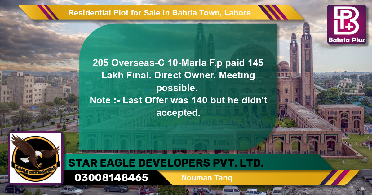 Residential Plot for Sale in Bahria Town, Lahore - (BP-137734)