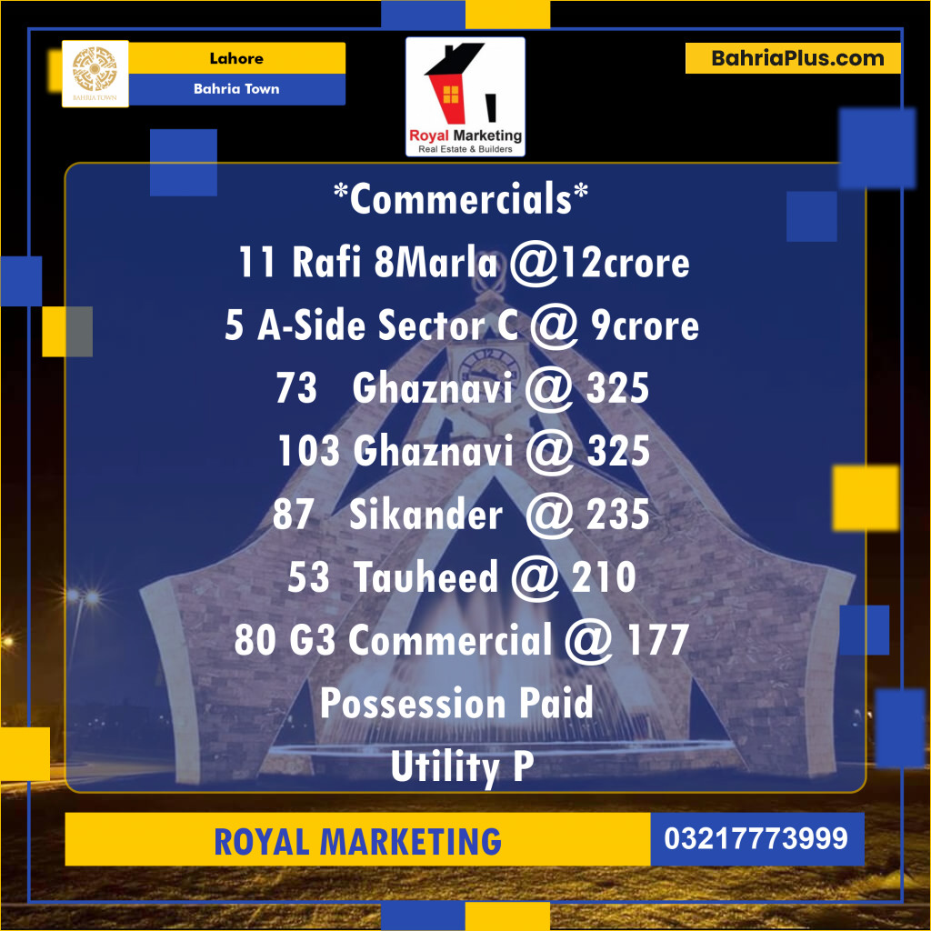 Commercial Plot for Sale in Bahria Town, Lahore - (BP-137737)