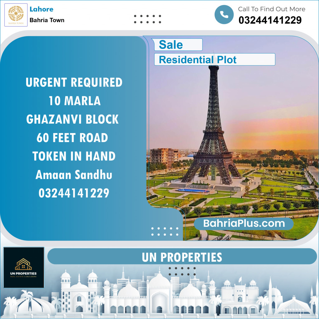 Residential Plot for Sale in Bahria Town, Lahore - (BP-137743)