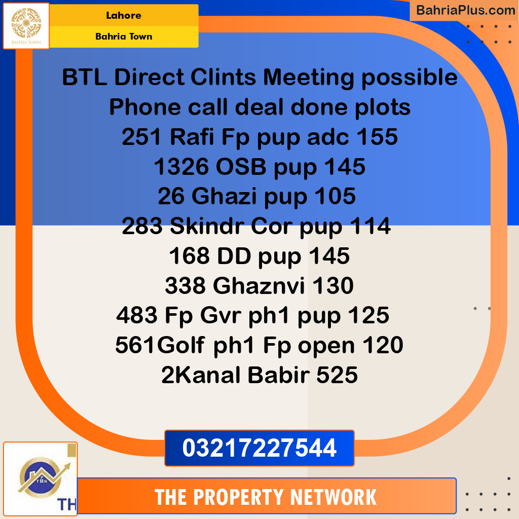 Residential Plot for Sale in Bahria Town, Lahore - (BP-137798)