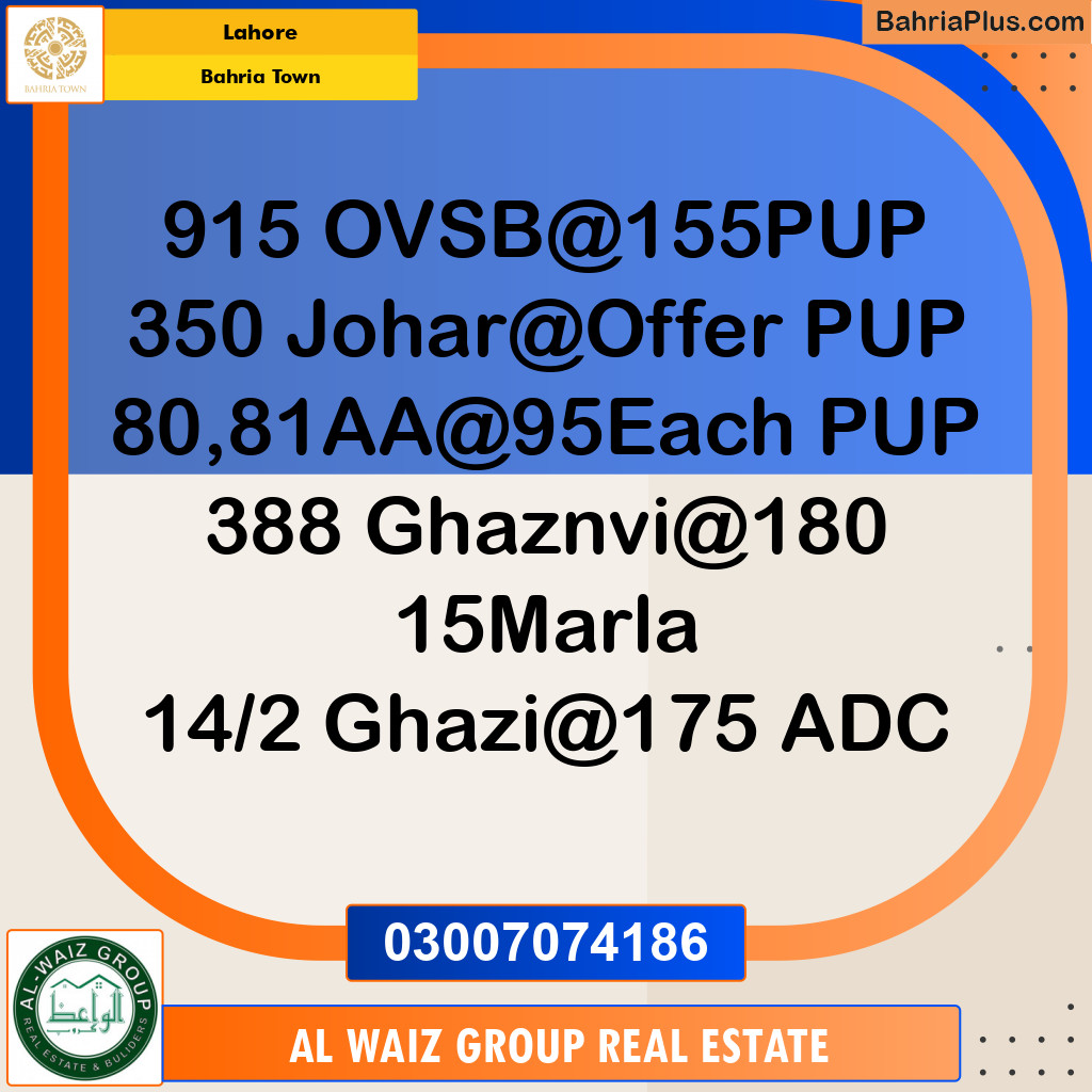 Residential Plot for Sale in Overseas B -  Bahria Town, Lahore - (BP-137803)