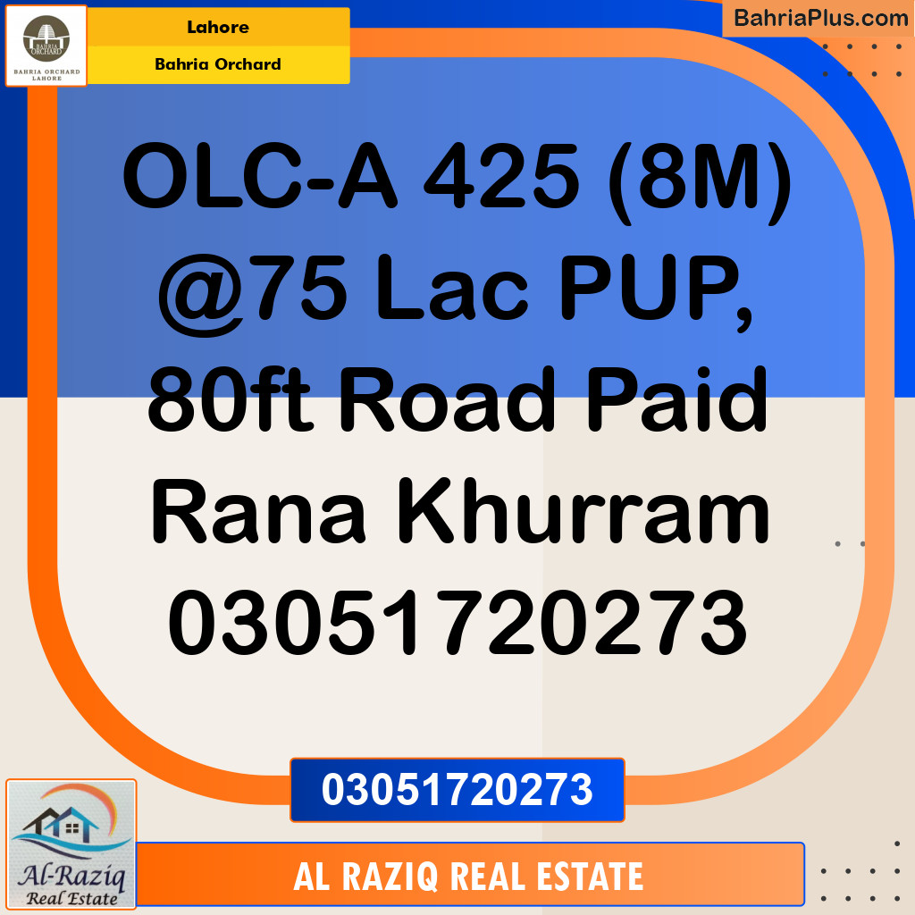 Residential Plot for Sale in OLC-A Block -  Bahria Orchard, Lahore - (BP-137828)