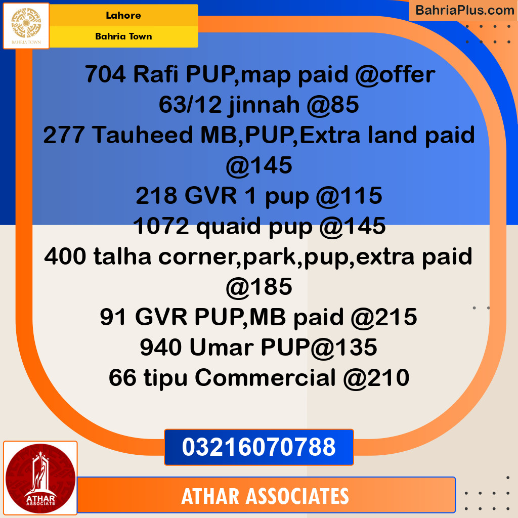 Residential Plot for Sale in Bahria Town, Lahore - (BP-137848)