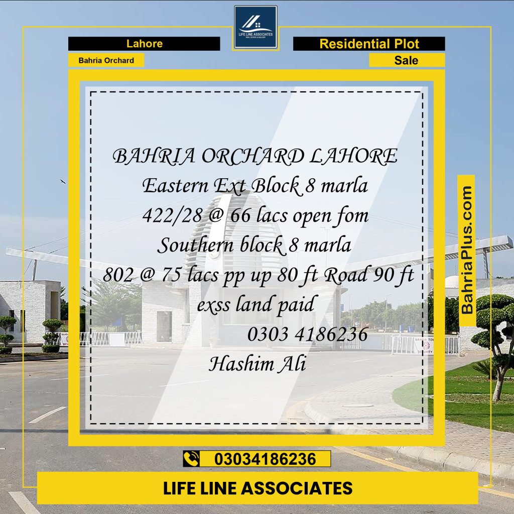 Residential Plot for Sale in Bahria Orchard, Lahore - (BP-137859)