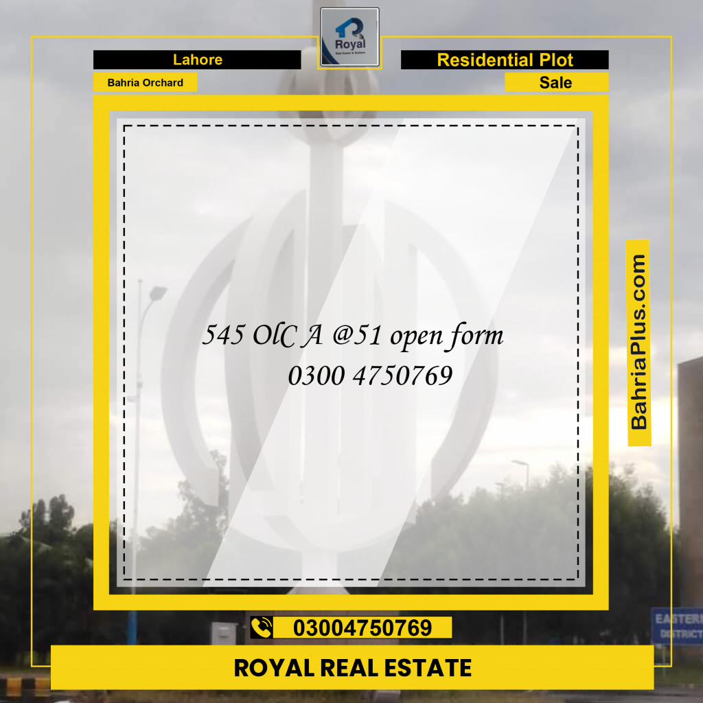 Residential Plot for Sale in Bahria Orchard, Lahore - (BP-137869)