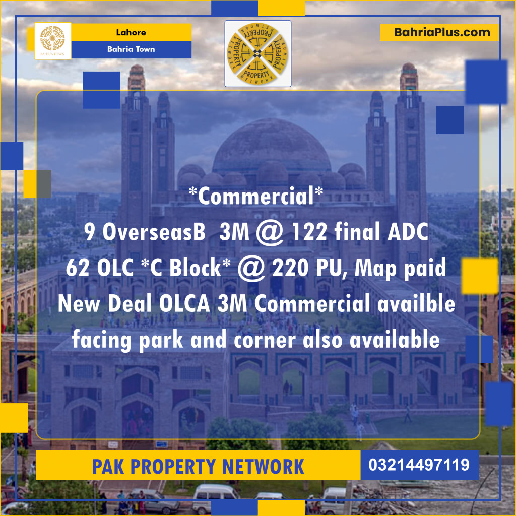 Commercial Plot for Sale in Bahria Town, Lahore - (BP-137876)