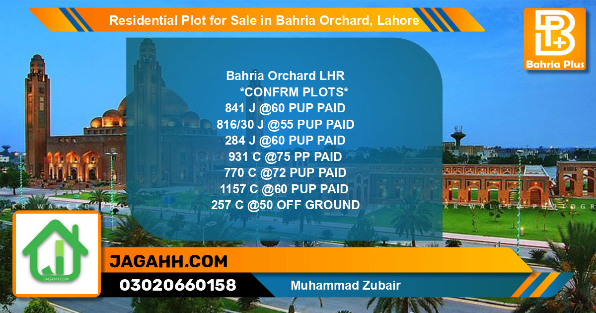 Residential Plot for Sale in Bahria Orchard, Lahore - (BP-137881)