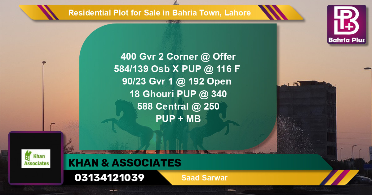 Residential Plot for Sale in Bahria Town, Lahore - (BP-137886)