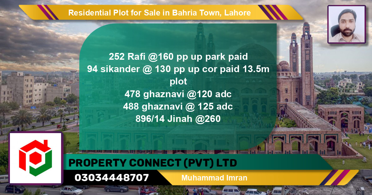 Residential Plot for Sale in Bahria Town, Lahore - (BP-137898)