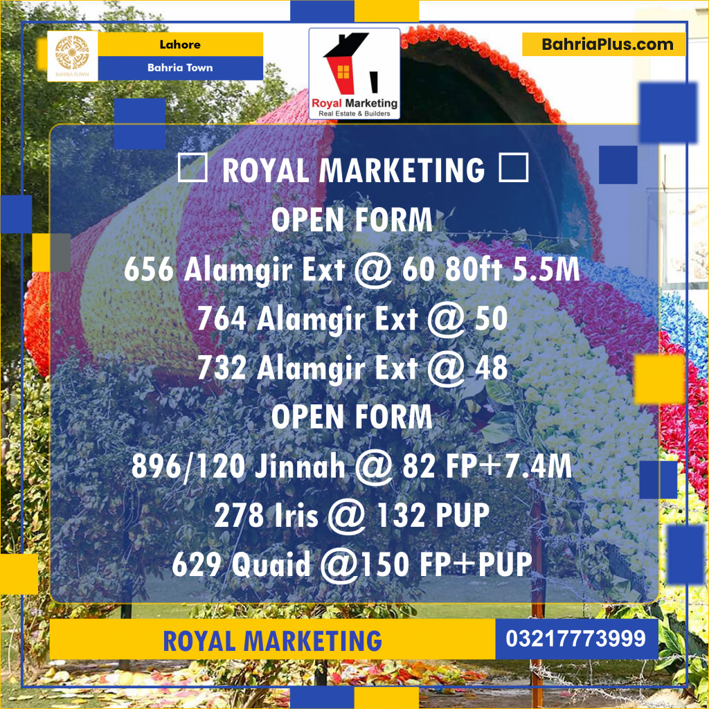 Residential Plot for Sale in Sector F - Alamgir Block -  Bahria Town, Lahore - (BP-137915)