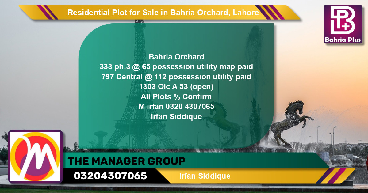Residential Plot for Sale in Bahria Orchard, Lahore - (BP-137951)