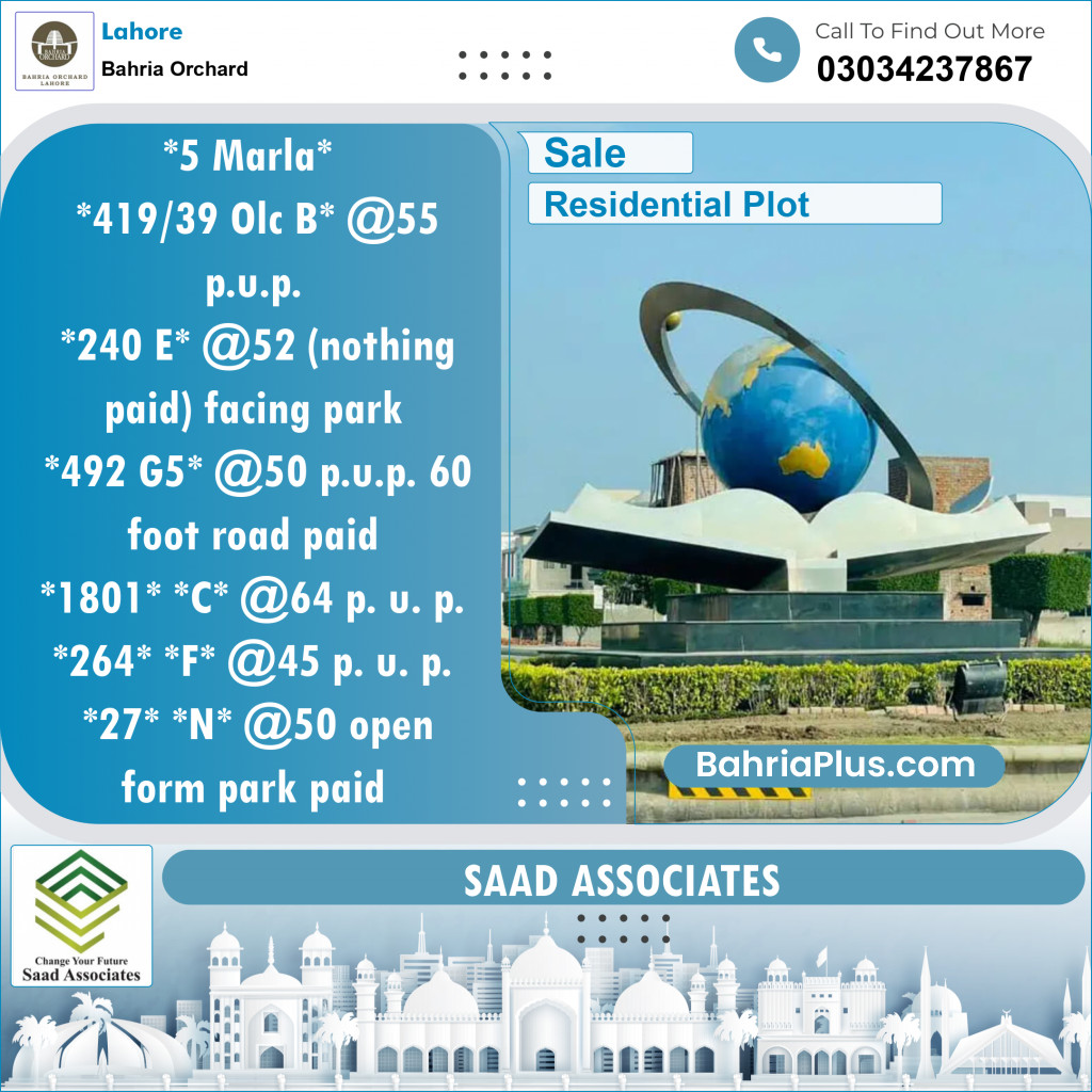 Residential Plot for Sale in Bahria Orchard, Lahore - (BP-138010)