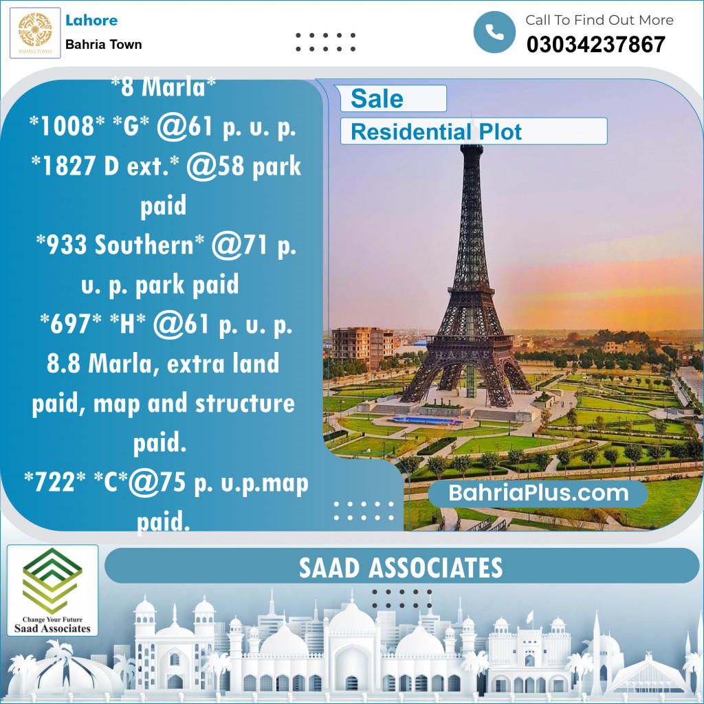 Residential Plot for Sale in Bahria Town, Lahore - (BP-138011)