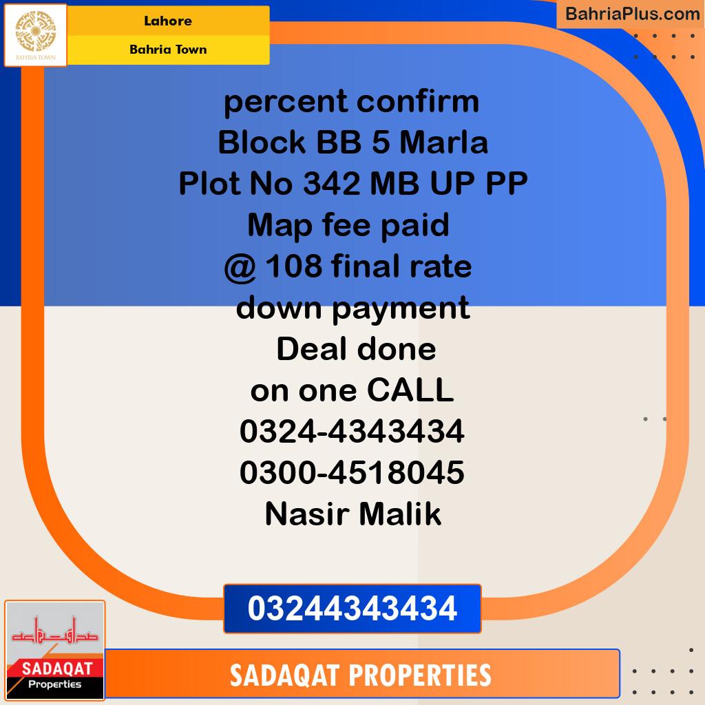 Residential Plot for Sale in Bahria Town, Lahore - (BP-138017)
