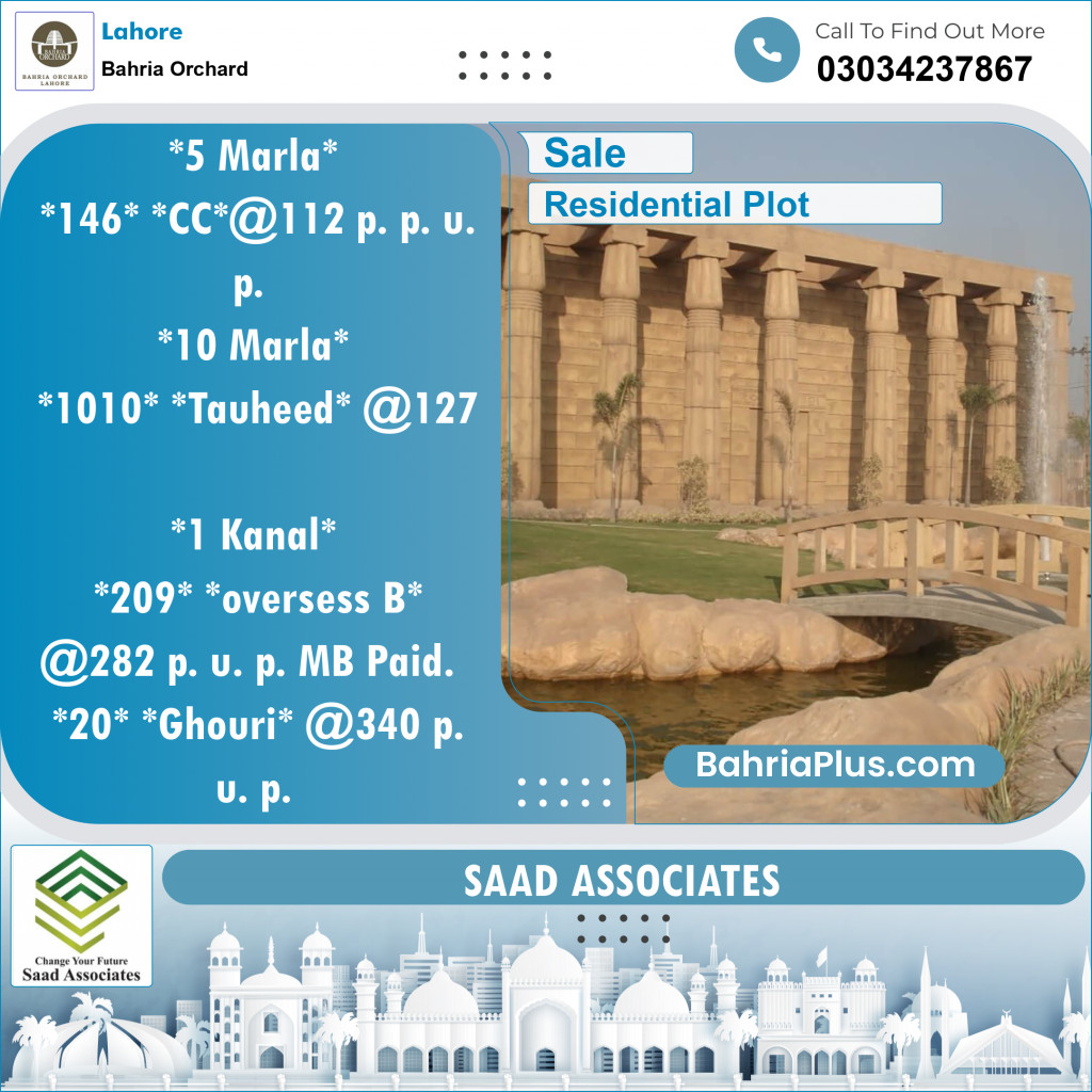 Residential Plot for Sale in Bahria Orchard, Lahore - (BP-138020)