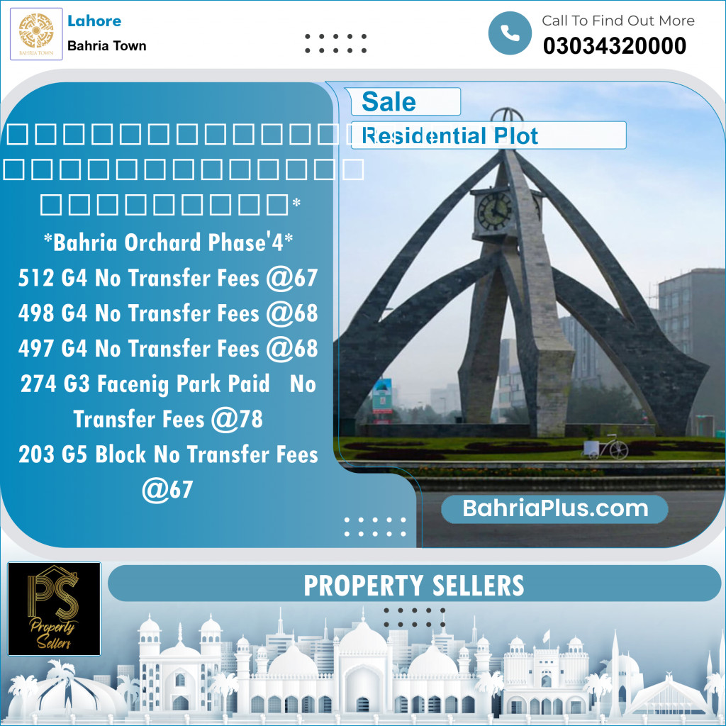 Residential Plot for Sale in Bahria Town, Lahore - (BP-138043)