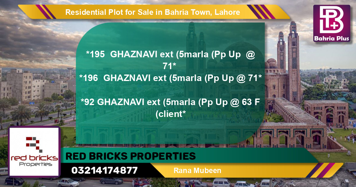 Residential Plot for Sale in Bahria Town, Lahore - (BP-138070)