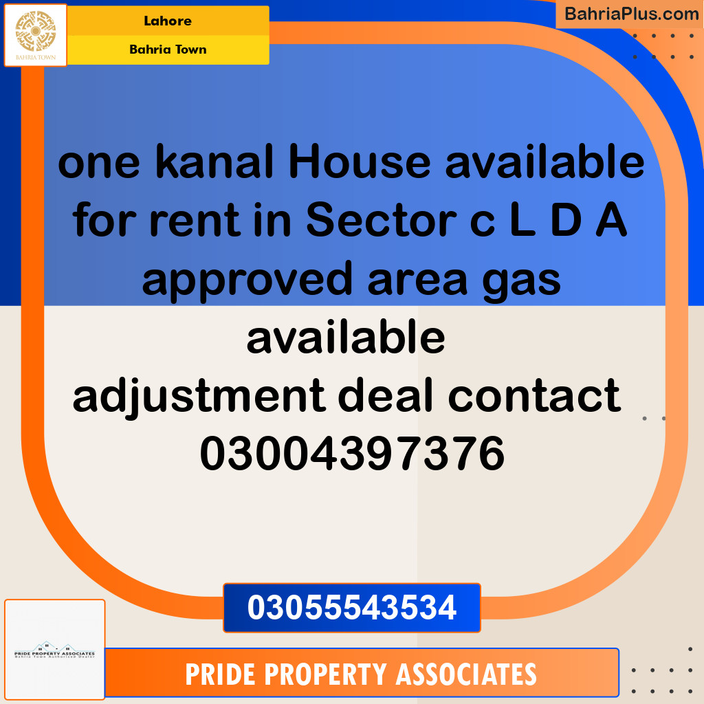 Residential House for Rent in Bahria Town, Lahore - (BP-138101)