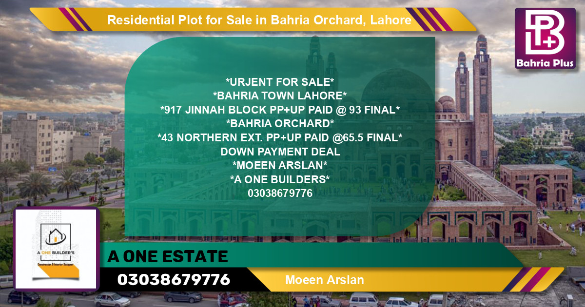 Residential Plot for Sale in Bahria Orchard, Lahore - (BP-138121)