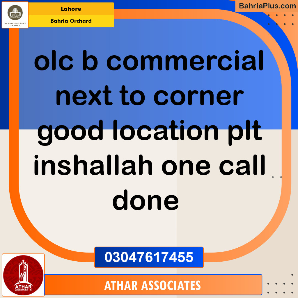 Commercial Plot for Sale in Bahria Orchard, Lahore - (BP-138122)