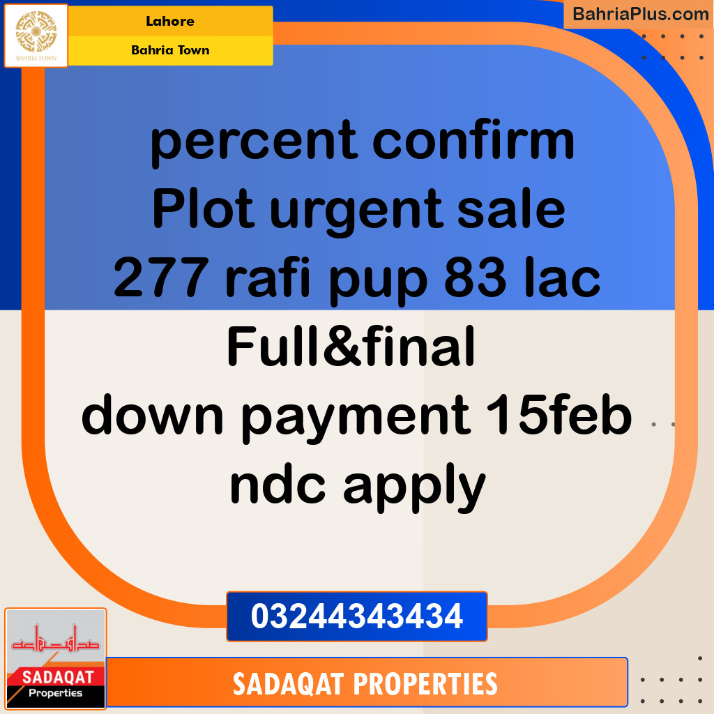 Residential Plot for Sale in Bahria Town, Lahore - (BP-138158)