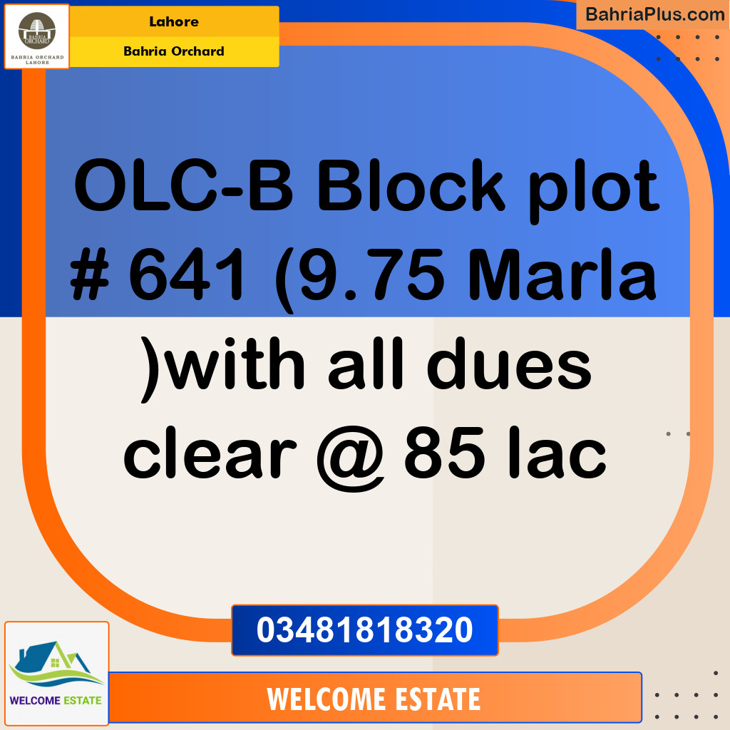 Residential Plot for Sale in Bahria Orchard, Lahore - (BP-138206)