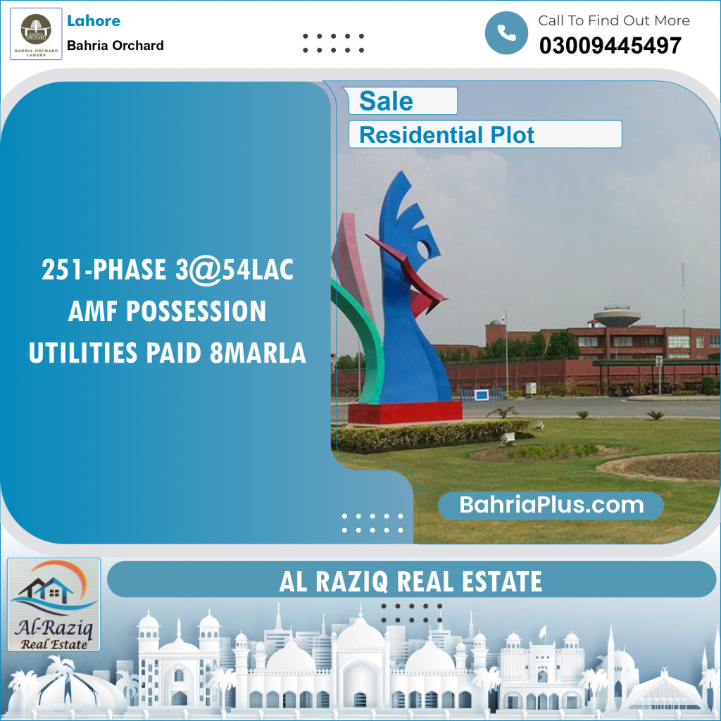 Residential Plot for Sale in Phase 3 -  Bahria Orchard, Lahore - (BP-138231)