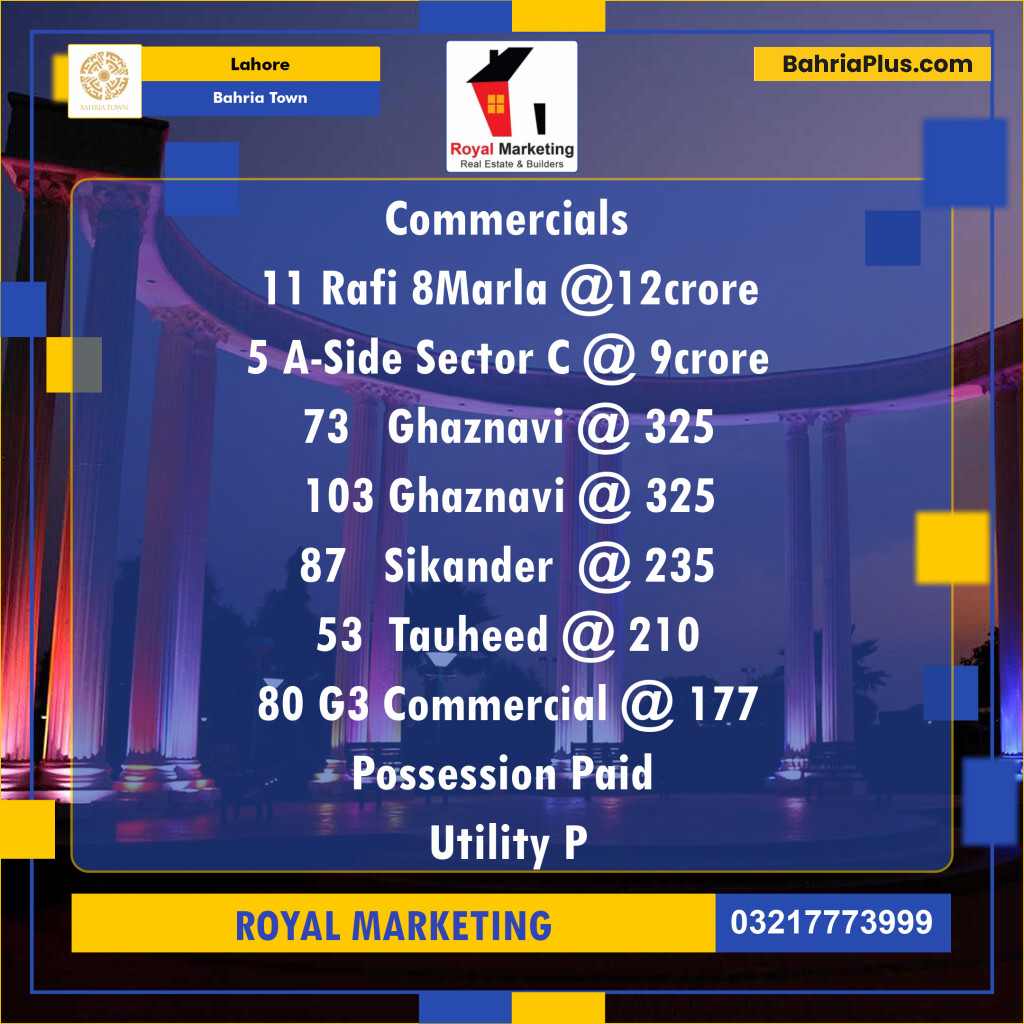 Commercial Plot for Sale in Bahria Town, Lahore - (BP-138259)