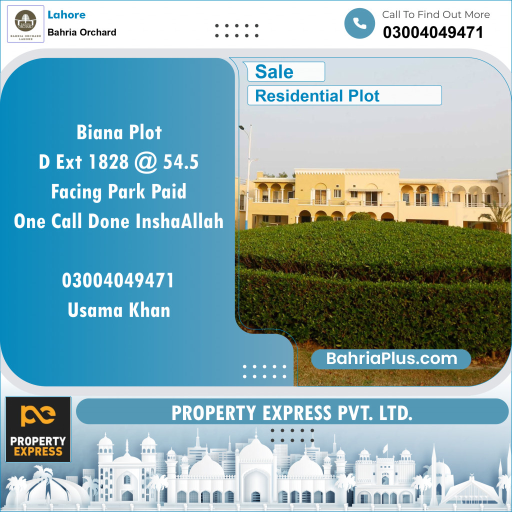 Residential Plot for Sale in Bahria Orchard, Lahore - (BP-138267)
