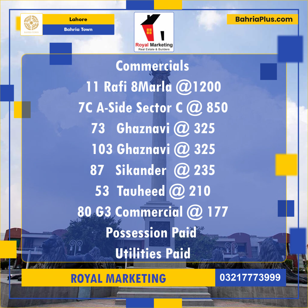Commercial Plot for Sale in Bahria Town, Lahore - (BP-138306)