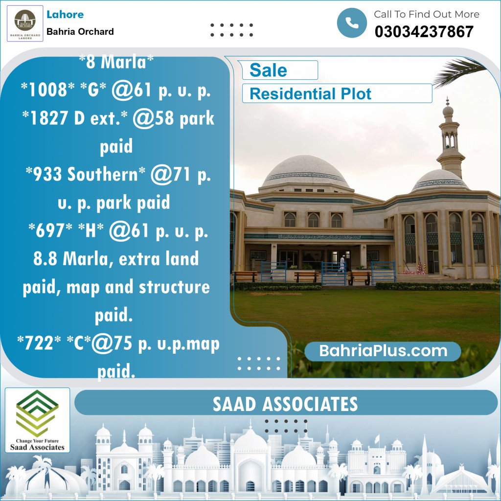 Residential Plot for Sale in Bahria Orchard, Lahore - (BP-138370)