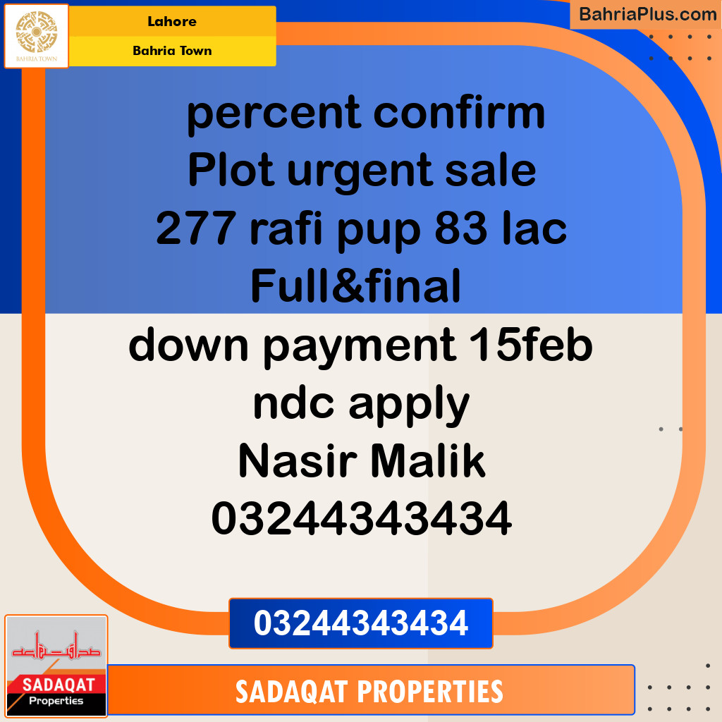 Residential Plot for Sale in Bahria Town, Lahore - (BP-138376)