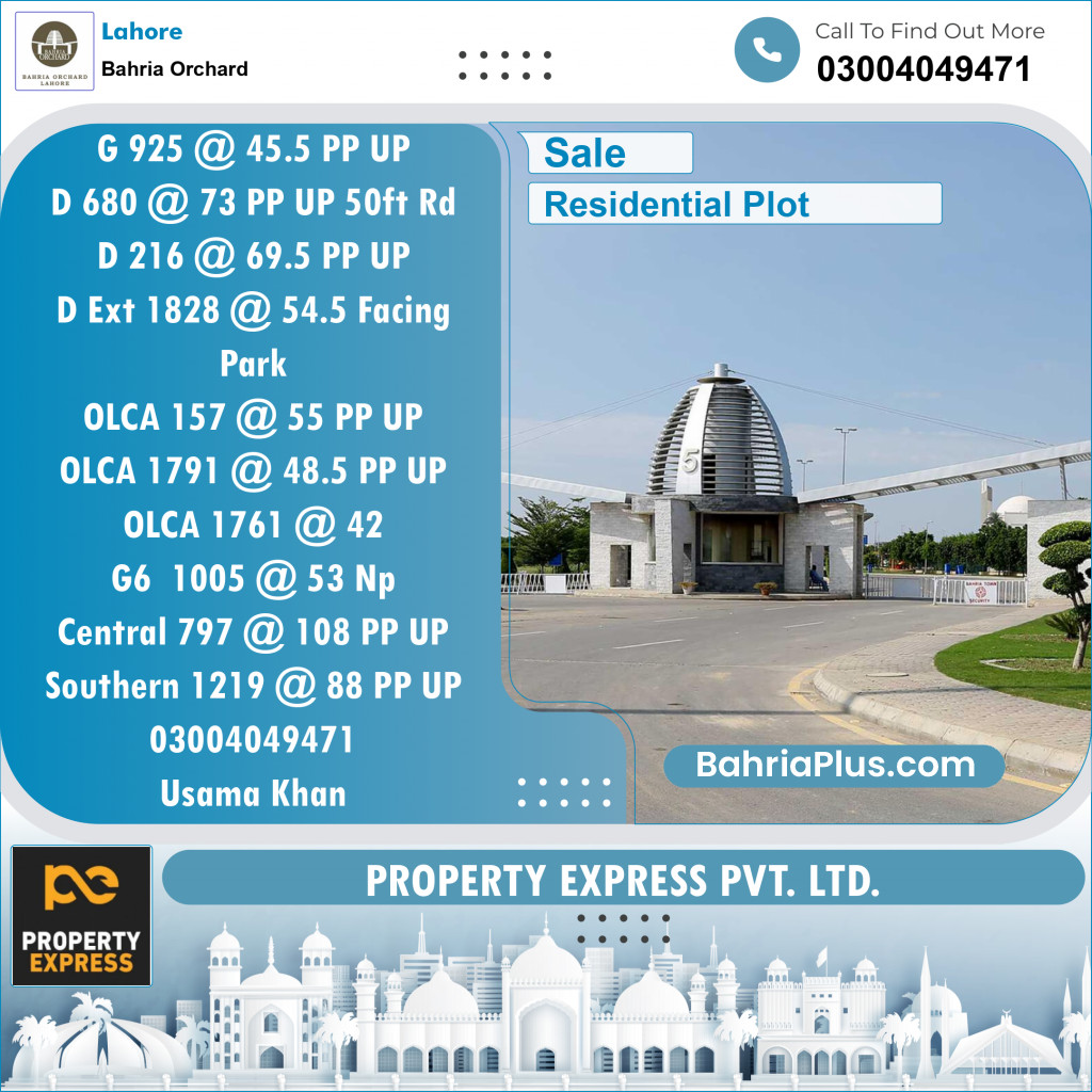 Residential Plot for Sale in Phase 2 - G Block -  Bahria Orchard, Lahore - (BP-138380)