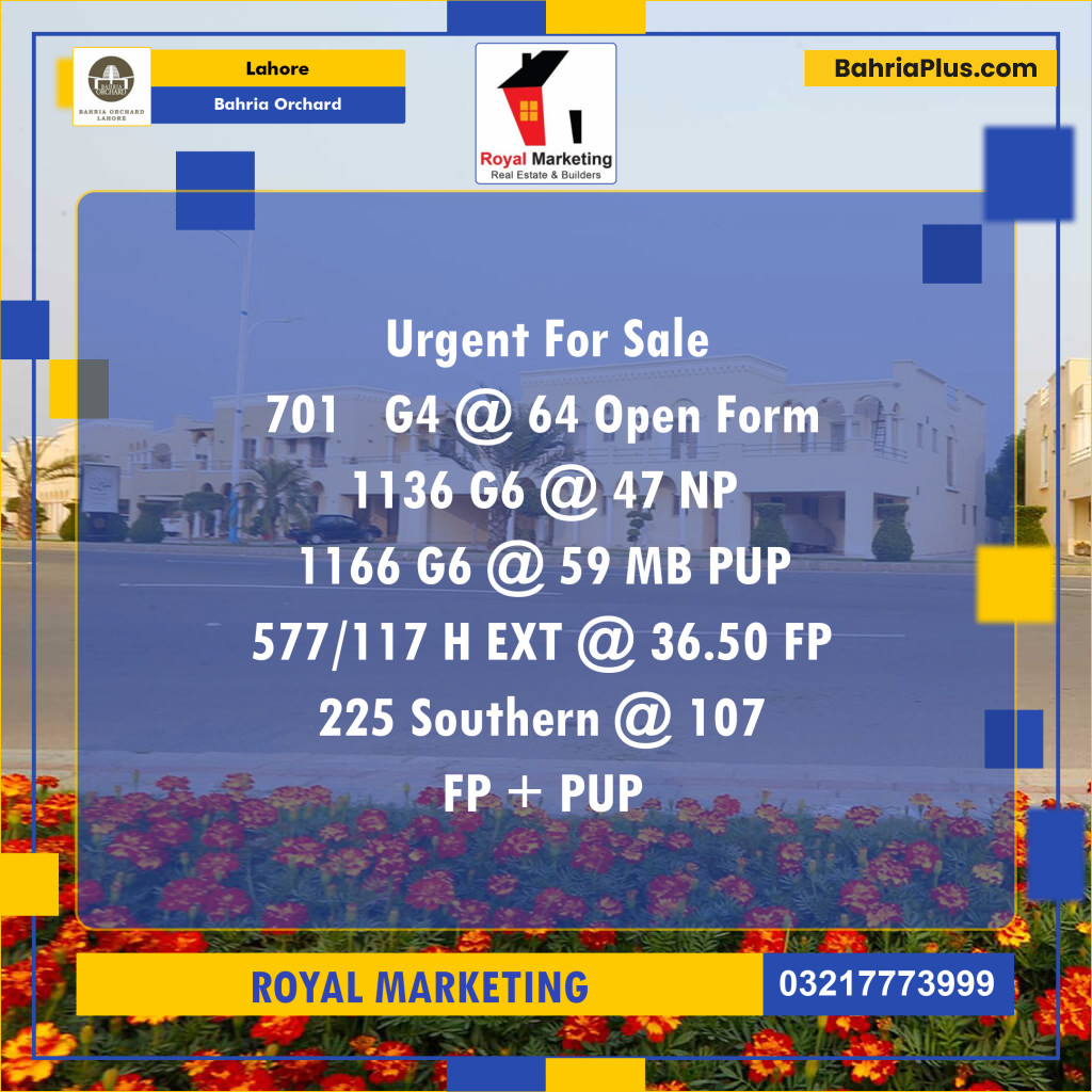 Residential Plot for Sale in Bahria Orchard, Lahore - (BP-138384)