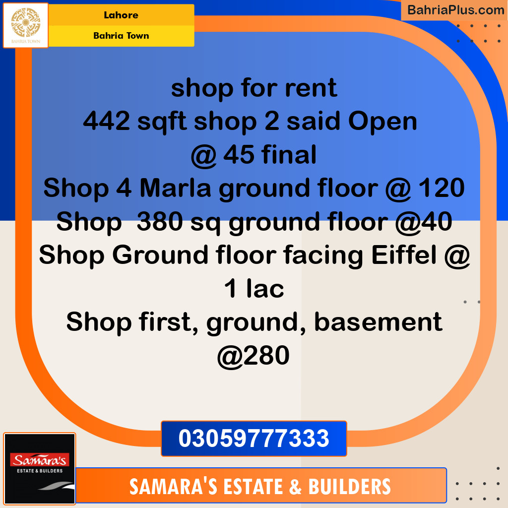 Residential House for Rent in Bahria Town, Lahore - (BP-138405)