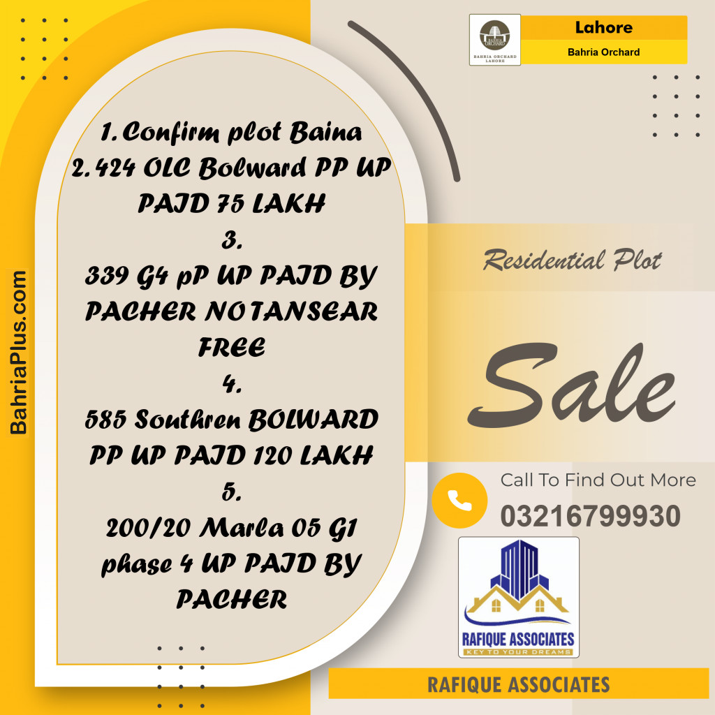 Residential Plot for Sale in OLC-A Block -  Bahria Orchard, Lahore - (BP-138420)
