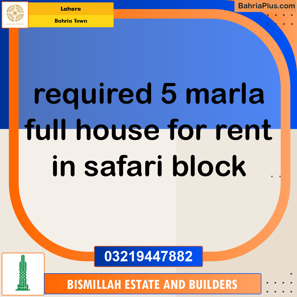 Residential House for Rent in Bahria Town, Lahore - (BP-138463)