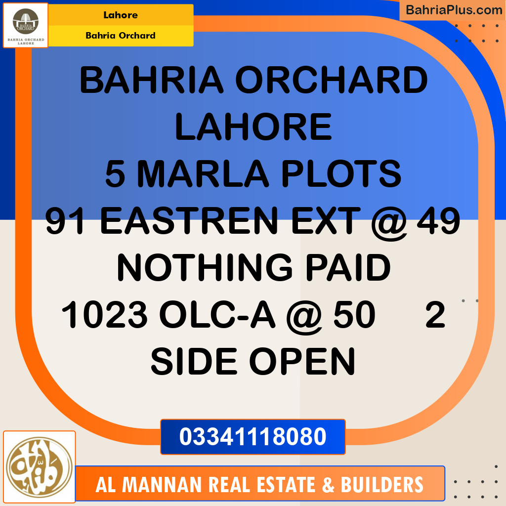 Residential Plot for Sale in Bahria Orchard, Lahore - (BP-138467)